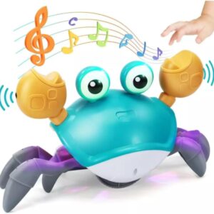 Caranguejo Fujão Interativo Com Sensor Inteligente Que Desvia De Obstáculos | Brinquedo Educativo Para Bebê Engatinhar E Pets | Luzes E Som | Estimula Movimento Infantil Premium