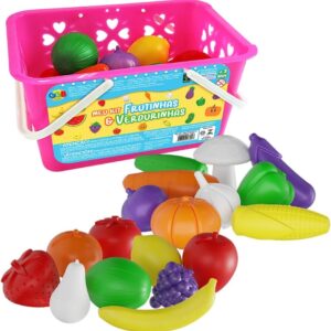GGB Plast Brinquedos Kit Minhas Frutinhas e Verdurinhas 19 peças com Cesta 3 anos