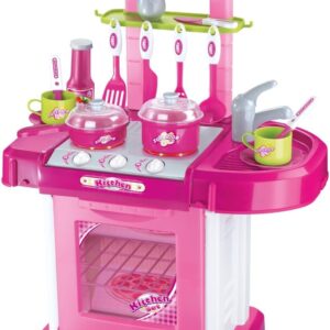 Replay Kids Cozinha Infantil Princess Completa Pia Forno e Fogão Com Acessórios Coloridos Efeitos de Luz e Som, Rosa
