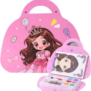 Maleta de Atividades Infantil Princesas – Pintar, Decorar e Brincar com Adesivos e Pedrinhas | Brinquedo Educativo e Criativo para Meninas | Presente para Crianças e Natal