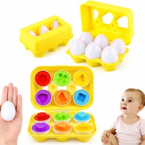 Brinquedo Educativo Divertido Montessori Infantil Caixa de Ovos De Encaixar Formas Geométricas e Cores (Caixa com 6 unidades)