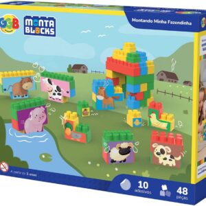 Blocos de Montar Montando Minha Fazendinha 48 Peças, GGB Plast, Multicor, 362