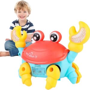 Caranguejo Dançante Musical e Fujão com Sensor de Obstáculos - Brinquedo Interativo para Bebês com Luzes LED Coloridas e Sons Divertidos