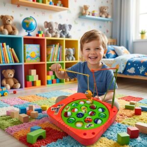 Brinquedo Pega Peixe Infantil com Som – Jogo de Pescaria Maluca a Pilha com 15 Peixinhos Coloridos e 3 Varas de Pesca Diversão Para Toda Família Brinquedo Educativo a Partir de 3 Anos Presente Ideal