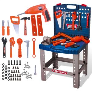 Mesa de Ferramentas Bancada com Furadeira Brinquedo Infantil Faz de Conta 53 Peças