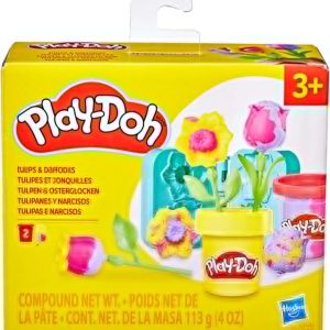 Play-Doh, Massinha de Modelar Infantil, Florzinhas Tulipas e Narcisos - Conjunto de Brinquedo com Acessórios e 2 Potes - A partir de 3 Anos