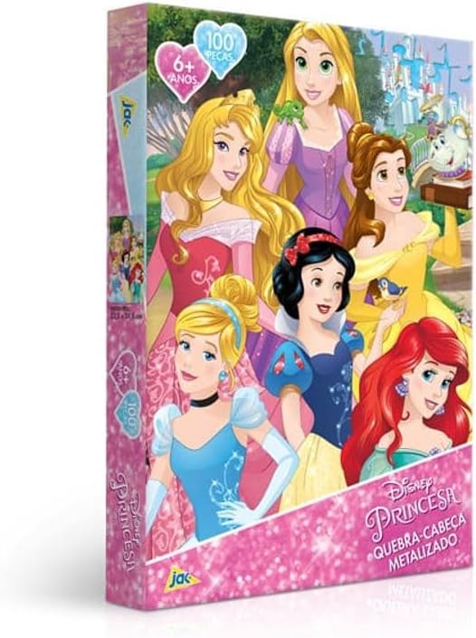 Toyster - Quebra-cabeça: Princesa - 100 peças metalizado - Disney - JAK