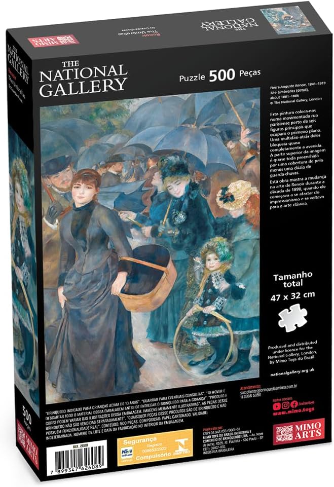 Renoir, quebra cabeça 500 peças, Os Guarda Chuvas, National Gallery, Mimo brinquedos - Imagem 5
