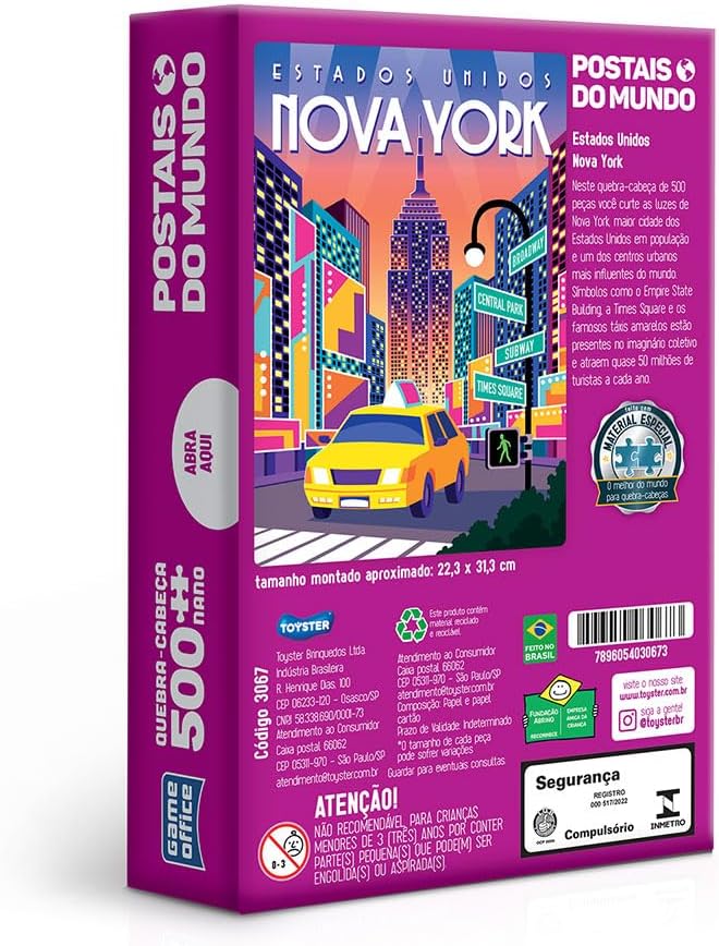 Toyster - Quebra-cabeça: Postais do Mundo - Estados Unidos - Nova York - 500 peças nano - Game Office - Imagem 2