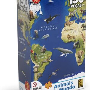 Quebra-Cabeça Animais do Mundo 150 peças, Multicor