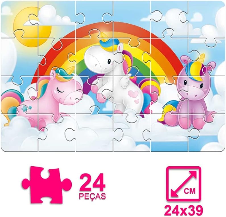 Pais & Filhos - Quebra Cabeça Unicórnio Baby, 24 Pçs, Sortidas - Imagem 2