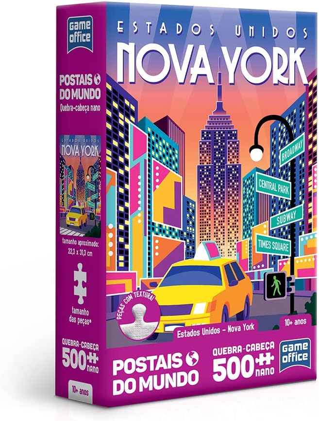 Toyster - Quebra-cabeça: Postais do Mundo - Estados Unidos - Nova York - 500 peças nano - Game Office