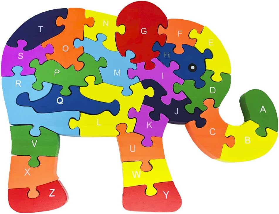 Quebra-Cabeça de Madeira, Elefante, 26 peças, Toy Mix