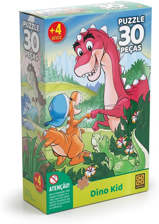Quebra-Cabeça, Dino Kids, Grow, 30 Peças