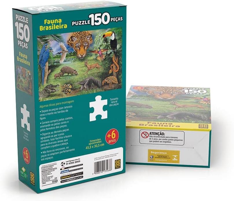 Quebra-cabeça 150 peças Fauna Brasileira - Grow - Imagem 2