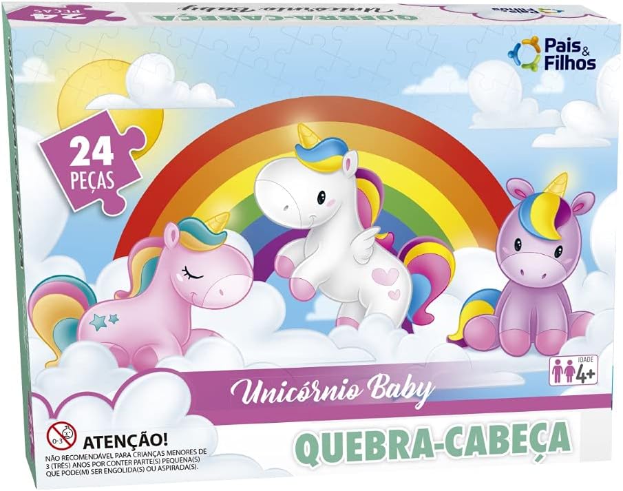 Pais & Filhos - Quebra Cabeça Unicórnio Baby, 24 Pçs, Sortidas