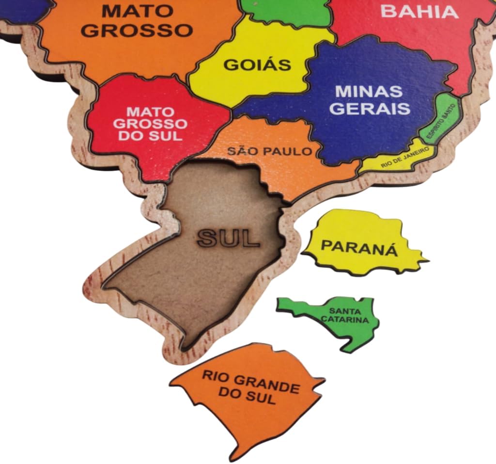 Quebra-Cabeça Mapa do Brasil em MDF Educativo 26 Peças - Imagem 5