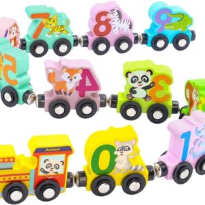 Brinquedos Montessori: Trem de Palavras Magnético de Madeira com Números e Animais para Crianças a Partir de 3 Anos