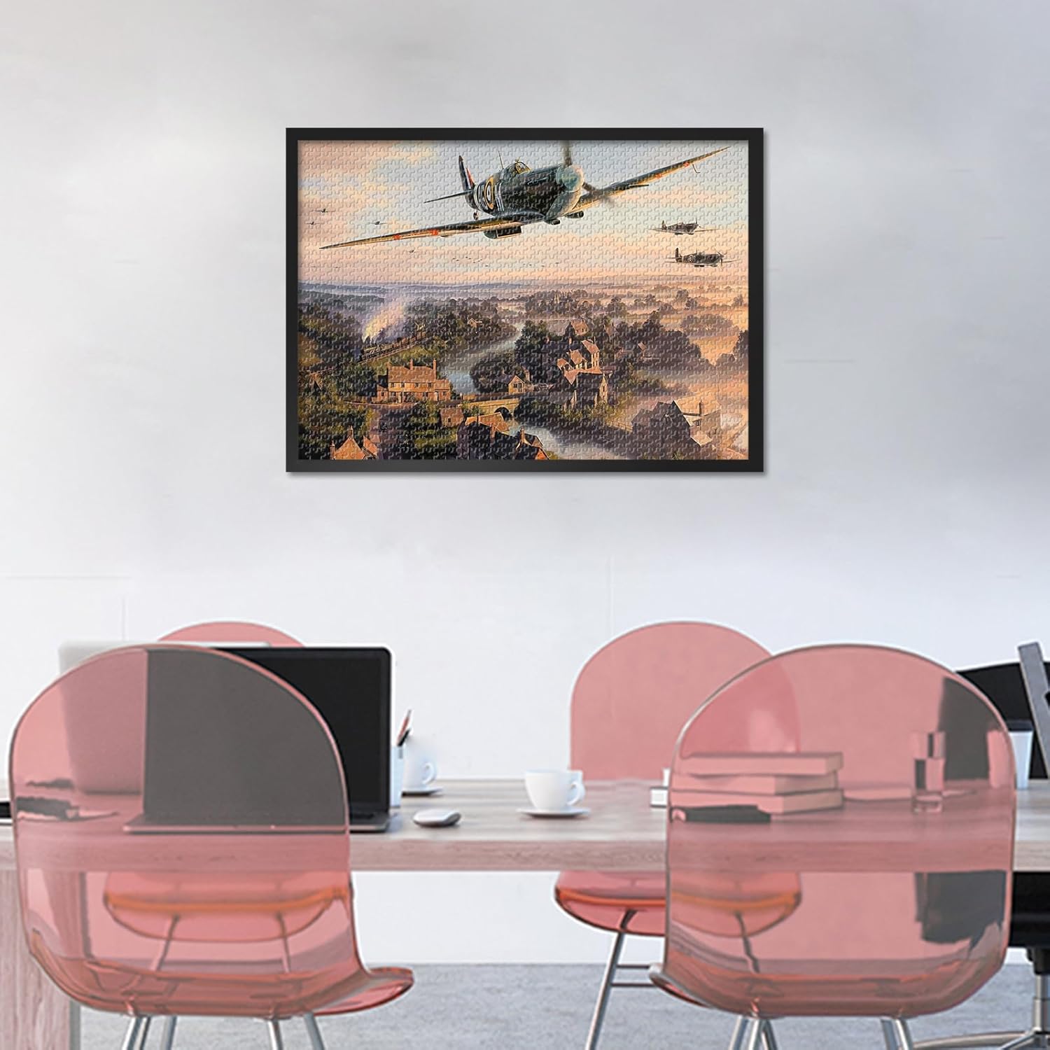 Quebra-cabeça de 1000 peças para adultos aeronaves de caça vintage da Segunda Guerra Mundial pinturas de aviões de guerra arte de aviação militar decoração de parede 70 x 40 centímetros - Imagem 6
