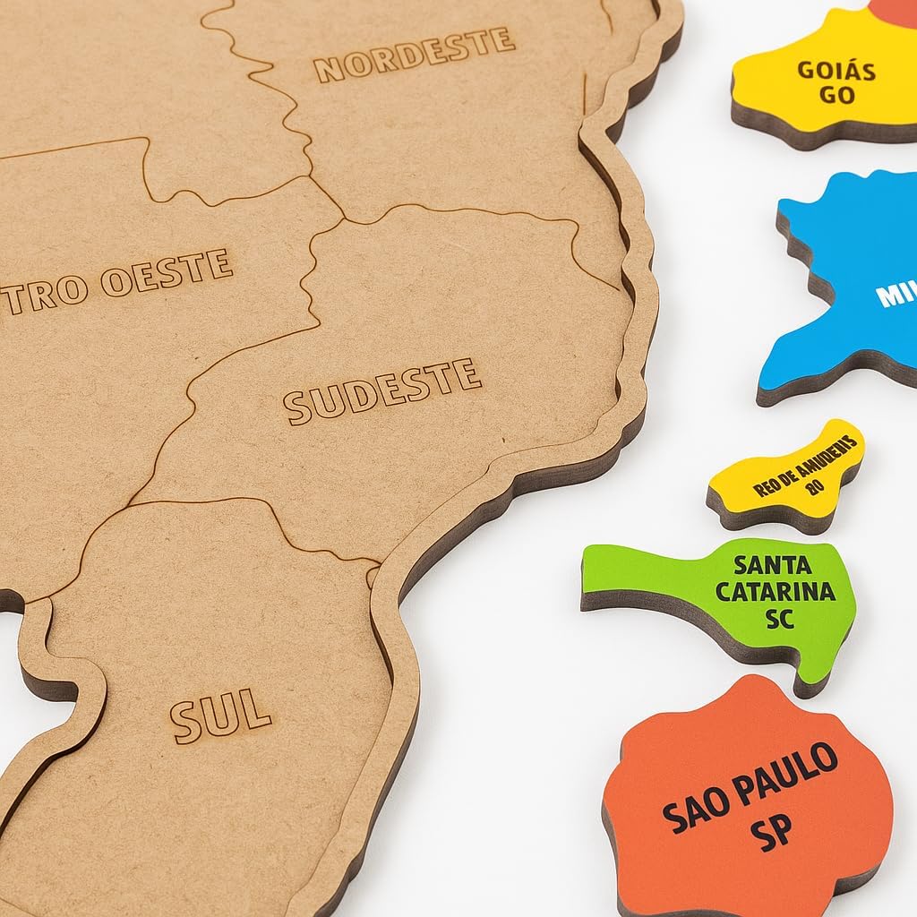 Quebra-Cabeça Mapa do Brasil em MDF Educativo 26 Peças - Imagem 4