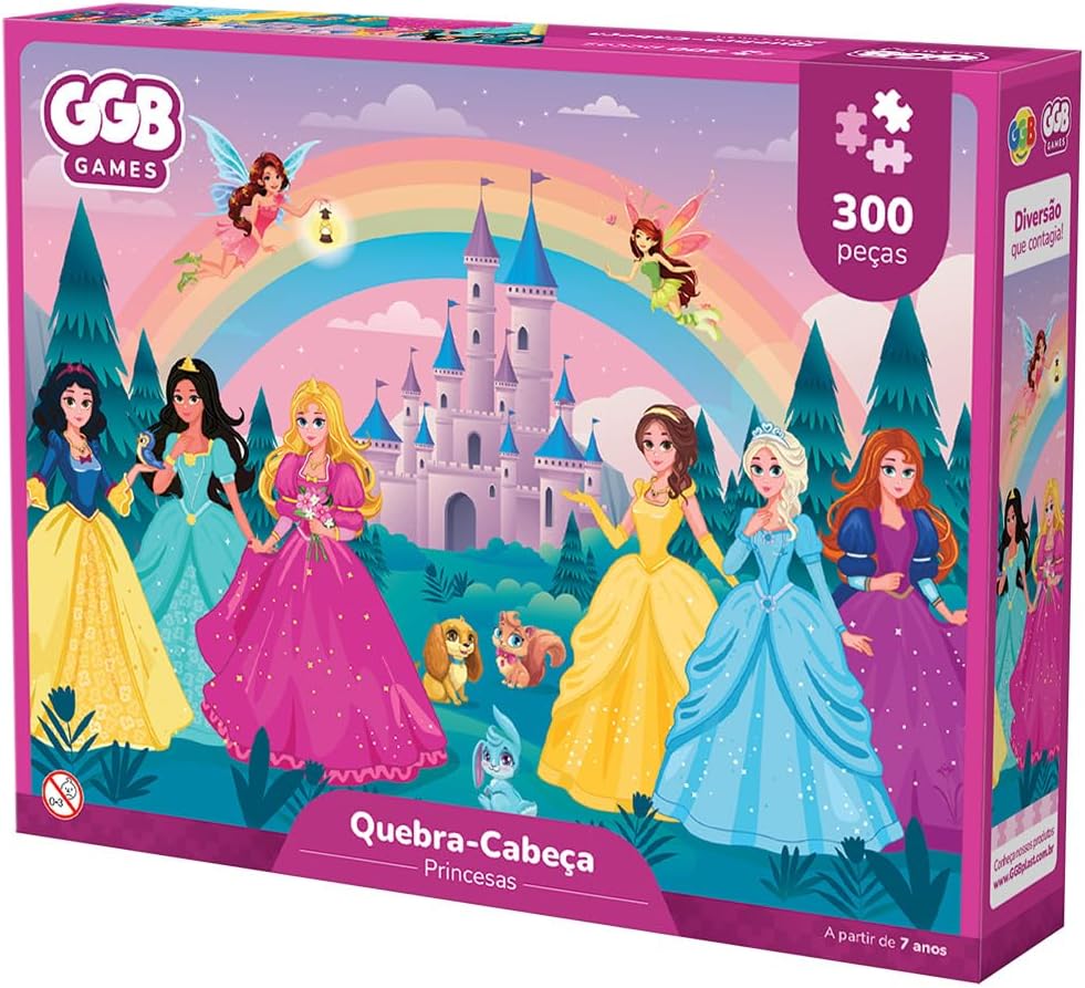 GGB Plast Quebra-Cabeça Infantil Princesas 300 Peças