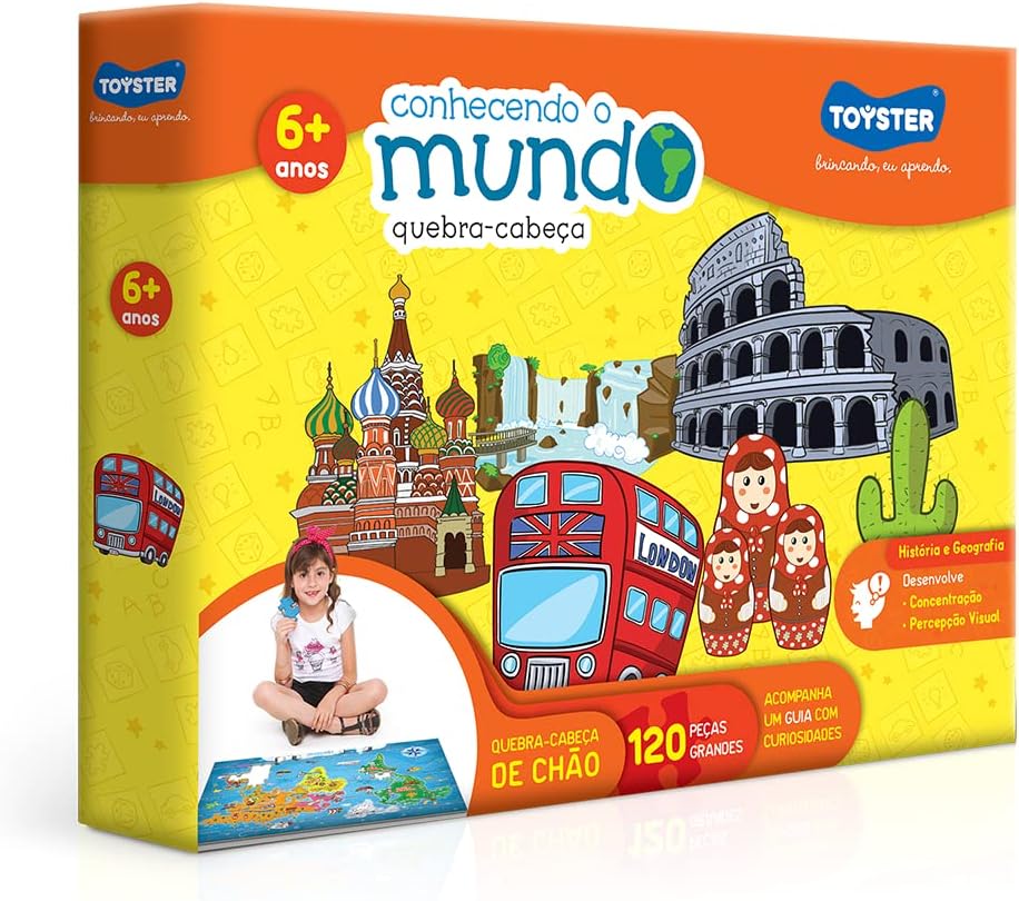 Toyster - Quebra-cabeça - Conhecendo o Mundo - 120 Peças Grandão