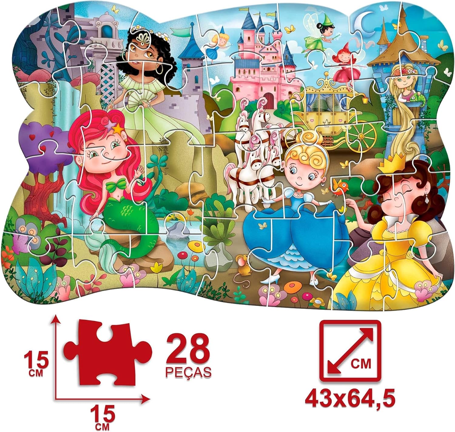 Pais & Filhos - Quebra-Cabeça Gigante Princesas - 28 Pçs - Imagem 3