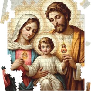 PALIZZA Quebra-Cabeça MDF 90x60 cm - Sagrada Família Jesus Maria José - 500 Peças