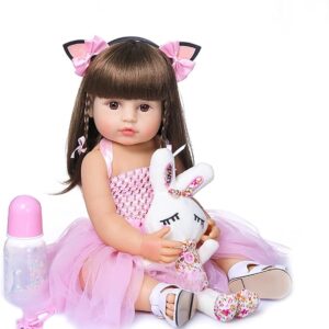 Bebê Reborn Boneca Menina 100% silicone pode dar banho criança presente Original Princesa 55CM