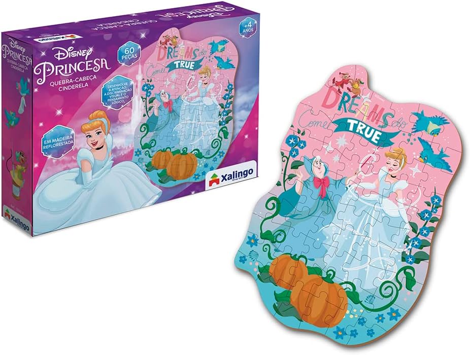Quebra-Cabeças 60 Pcs Cinderela Disney, Xalingo